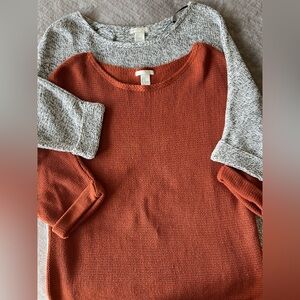 Cozy Knit Sweater Bundle - Gray mix and Burnt Orange
